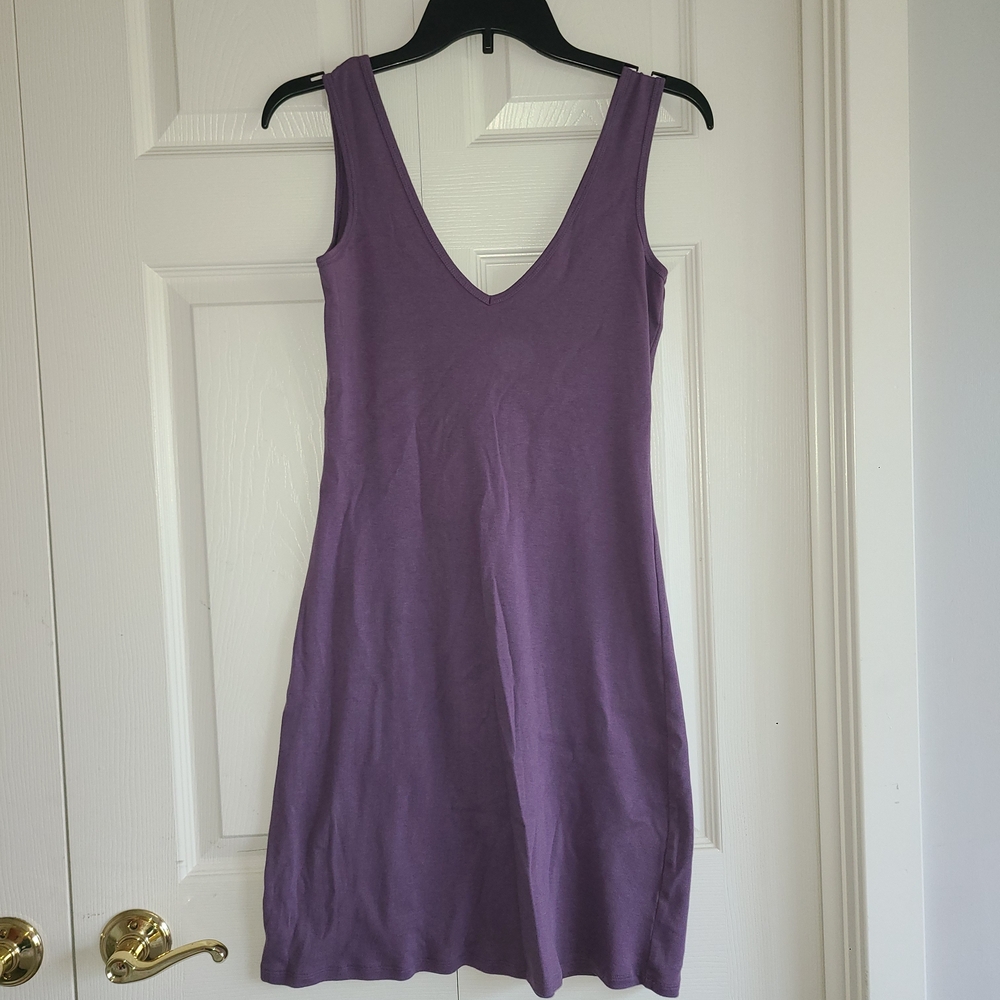 Purple V-Neck Mini Dress